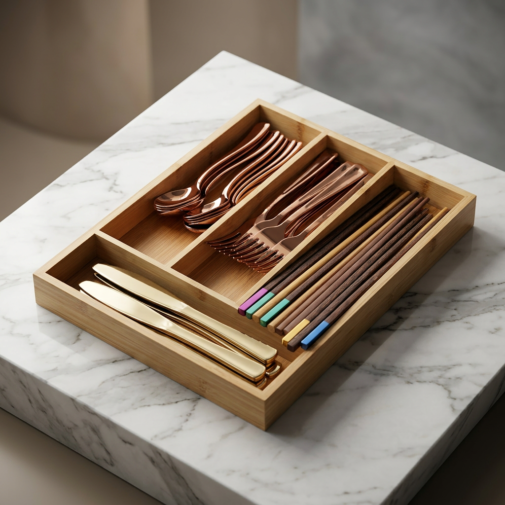 Premium Bamboo Drawer Organizer