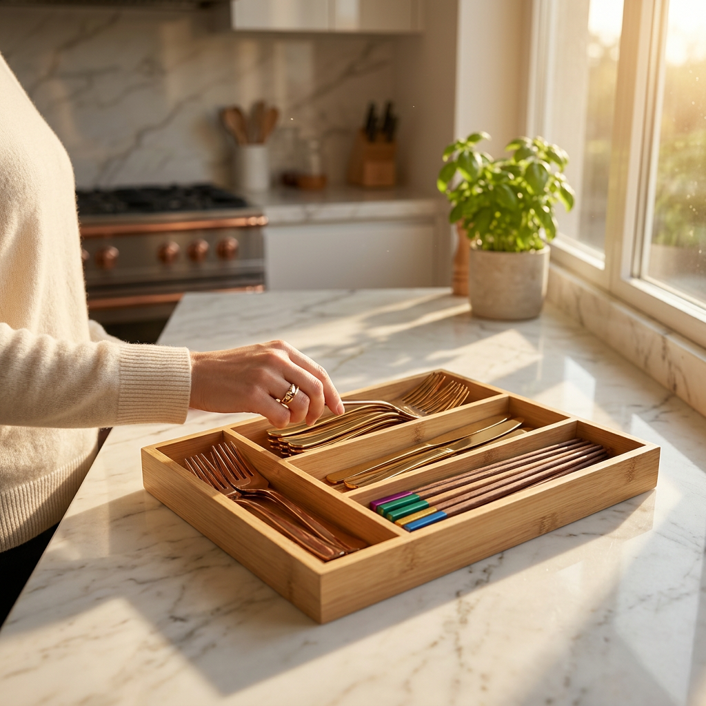 Premium Bamboo Drawer Organizer
